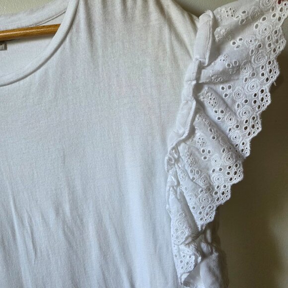 EUC ALL SAINTS WHITE BRODERIE ANGLAISE RUFFLED SLEEVES SHORT SHIRT DRESS SIZE M - Picture 9 of 15